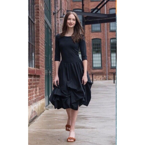 Luna Luz Dresses & Skirts - Luna Luz S Black Dress Belleza Bubble Lantern Gathered Goth Witchy Tie Parachute